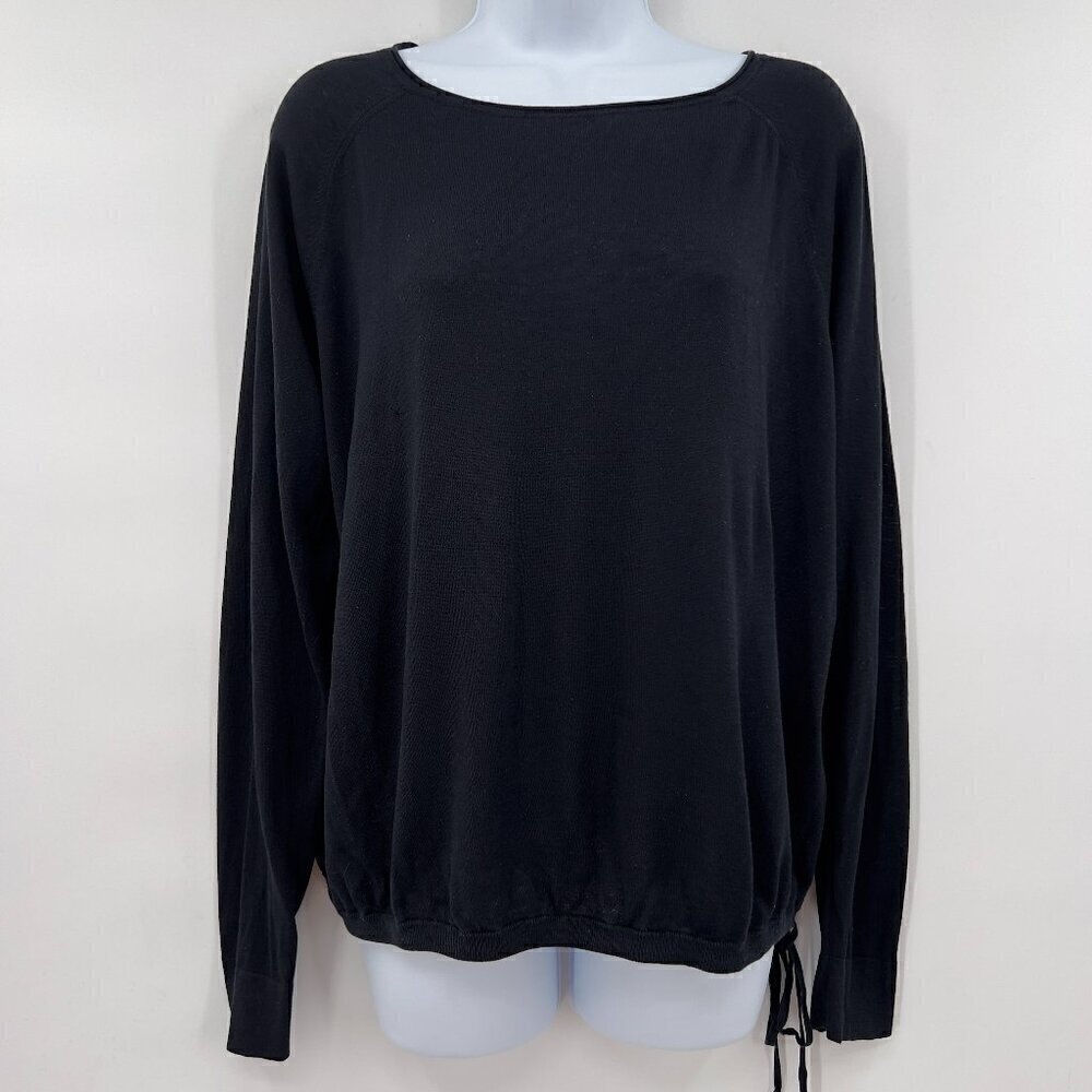 Polo Ralph Lauren Women's Black Long Sleeve Silk Blend Cinched Top